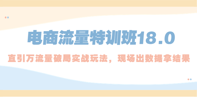 电商流量特训班18.0，直引万流量破局实操玩法，现场出数据拿结果-天行资源库
