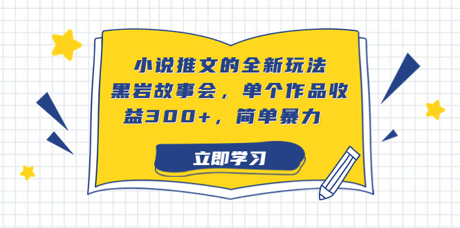 小说推文的全新玩法，黑岩故事会，单个作品收益300+，简单暴力-天行资源库