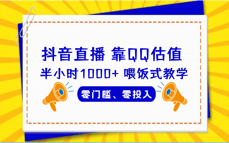 QQ号估值直播 半小时1000+，零门槛、零投入，喂饭式教学、小白首选-天行资源库