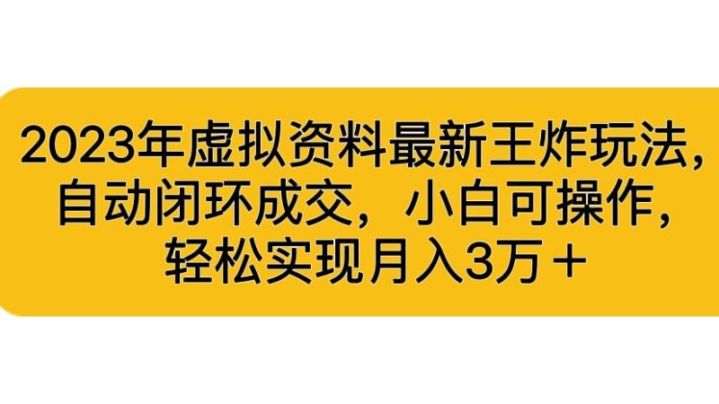 2023年虚拟资料最新王炸玩法，自动闭环成交，小白可操作，轻松实现月入3…-天行资源库