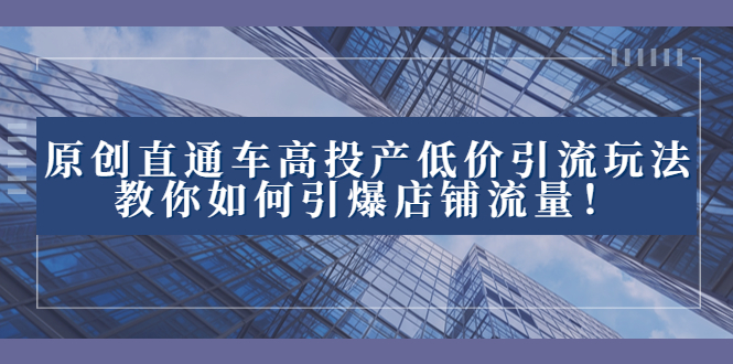 2023直通车高投产低价引流玩法，教你如何引爆店铺流量！-天行资源库