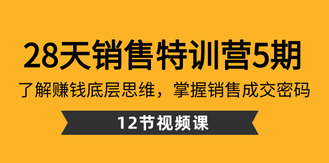 28天·销售特训营5期：了解赚钱底层思维，掌握销售成交密码（12节课）-天行资源库
