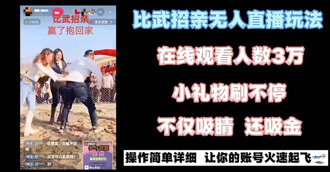最近很火的无人直播“比武招亲”的一个玩法项目简单-天行资源库