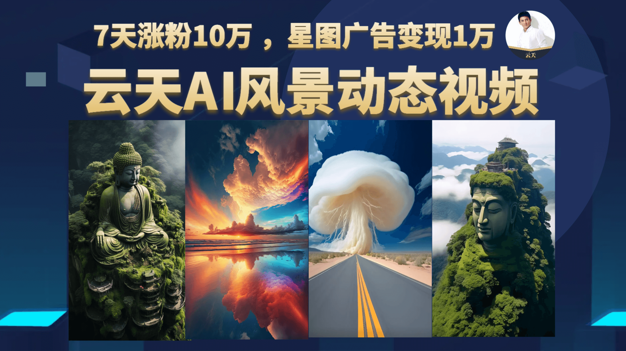 云天AI风景动图视频制作，7天涨粉10万 ，星图广告变现1万-天行资源库