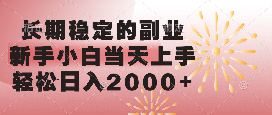 长期稳定的副业，轻松日入2000+新手小白当天上手，-天行资源库