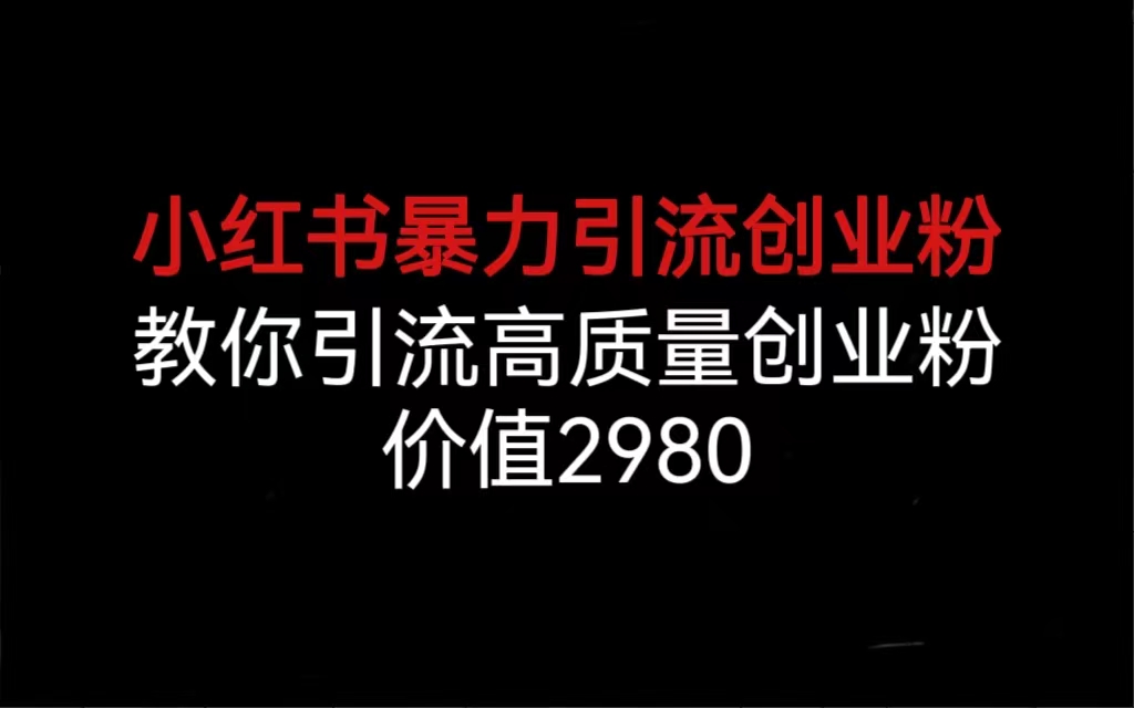 小红书暴力引流创业粉，教你引流高质量创业粉，价值2980-天行资源库