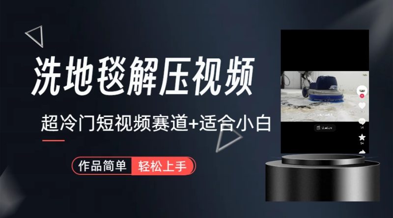 超冷门抖音短视频赛道-清洗地毯解压视频-简单无脑怼作品（教程+素材）-天行资源库