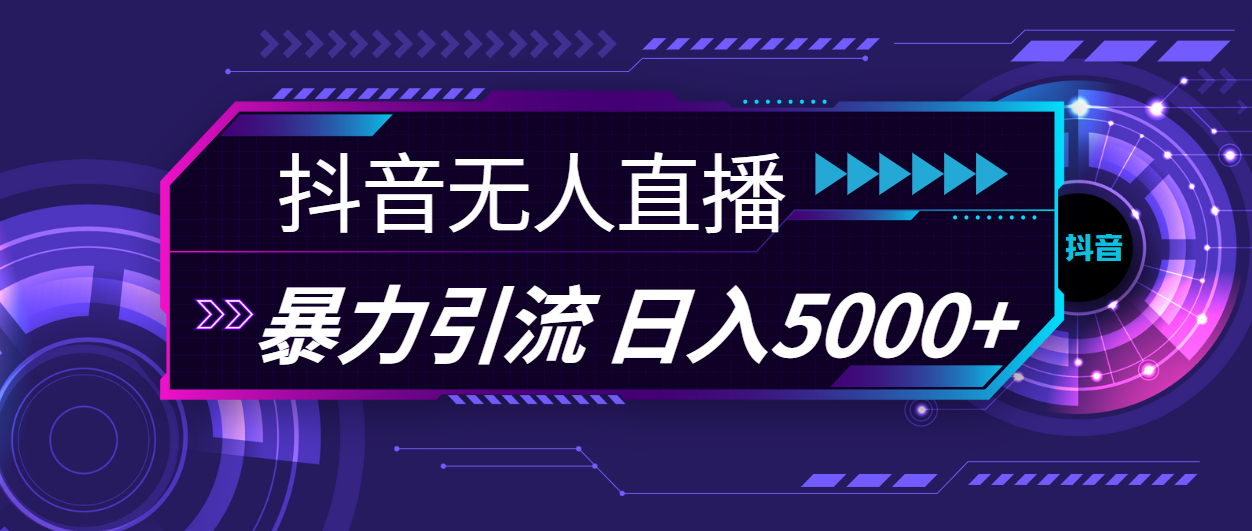 抖音无人直播，暴利引流，日入5000+-天行资源库