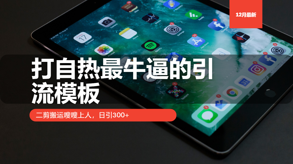 打自热最牛逼的引流模板，日引300+，二剪搬运嗖嗖上人-天行资源库