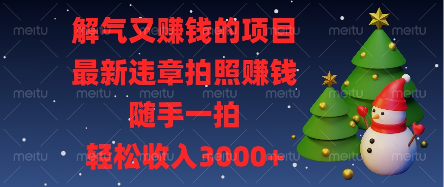最新违章拍照赚钱，随手一拍，解气又赚钱的项目，轻松收入3000+-天行资源库