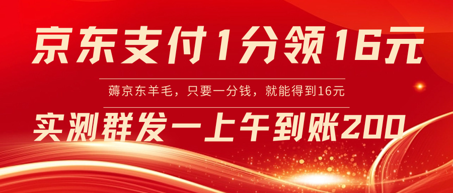 京东支付1分得16元实操到账200-天行资源库