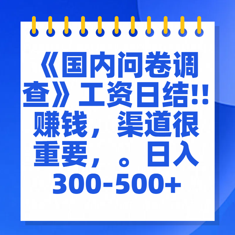 问卷调查答题，一个人在家也可以闷声发大财，小白一天2张，【揭秘】-天行资源库