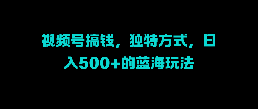 视频号搞钱，独特方式，日入500+的蓝海玩法-天行资源库