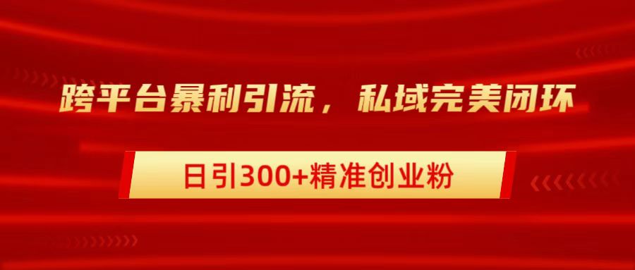 跨平台暴力引流，私域完美闭环，日引300+精准创业粉-天行资源库