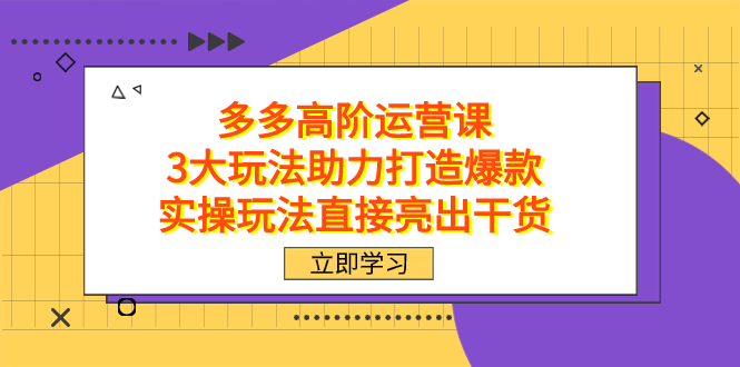 拼多多高阶·运营课，3大玩法助力打造爆款，实操玩法直接亮出干货-天行资源库