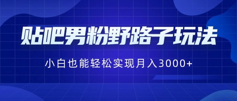 贴吧男粉野路子玩法，小白也能轻松实现月入3000+-天行资源库