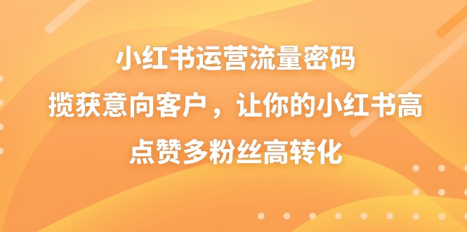 小红书运营流量密码，揽获意向客户，让你的小红书高点赞多粉丝高转化-天行资源库