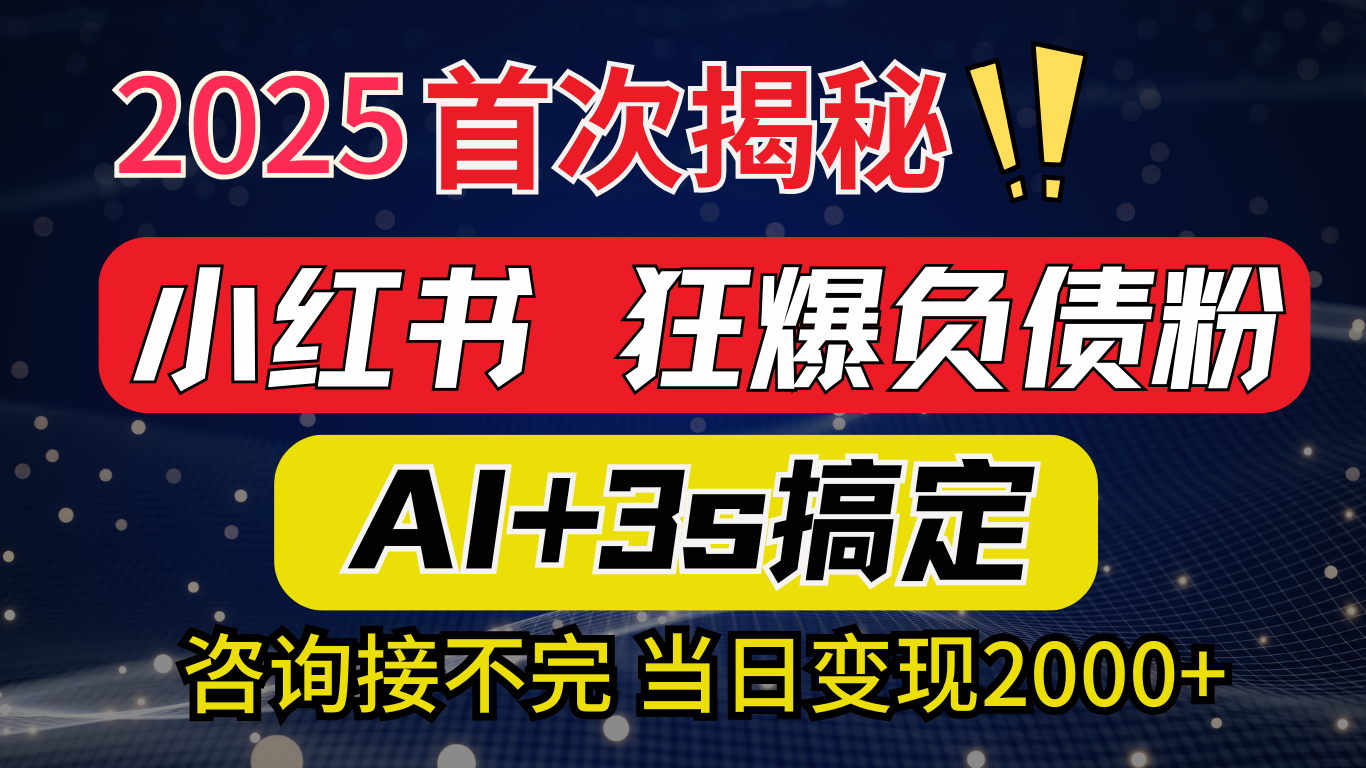 2025引流天花板：最新小红书狂暴负债粉思路，咨询接不断，当日入2000+-天行资源库