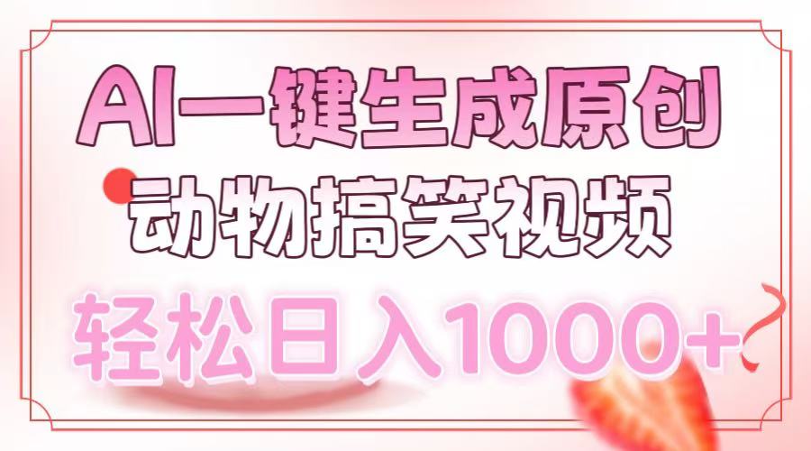 AI一键生成原创动物搞笑视频，轻松日入1000+-天行资源库