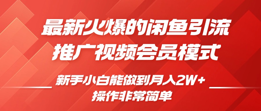 最新火爆的闲鱼引流推广视频会员，新手小白能做到月入2W+-天行资源库