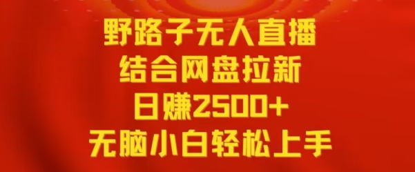 野路子无人直播结合网盘拉新，日赚2500+，小白无脑轻松上手-天行资源库