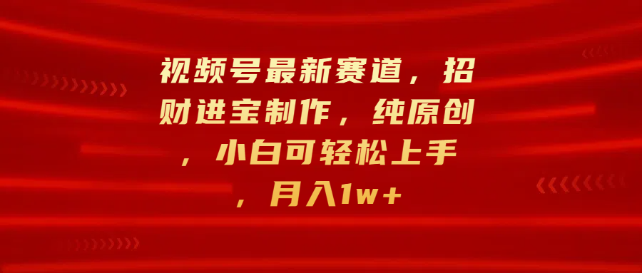 视频号最新赛道，招财进宝制作，纯原创，小白可轻松上手，月入1w+-天行资源库