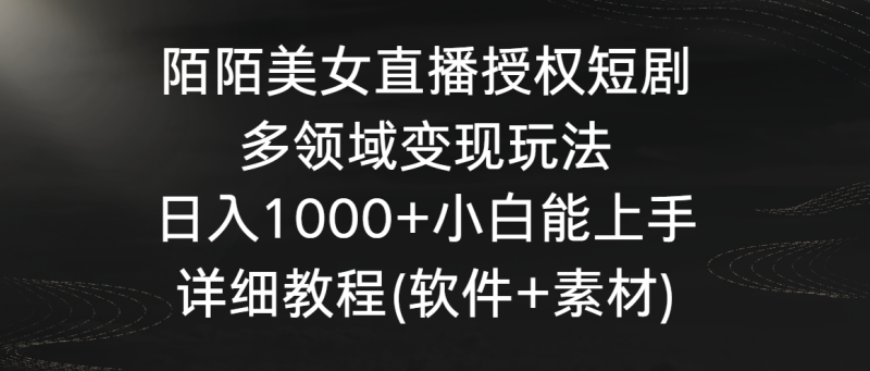 陌陌美女直播授权短剧，多领域变现玩法，日入1000+小白能上手，详细教程…-天行资源库