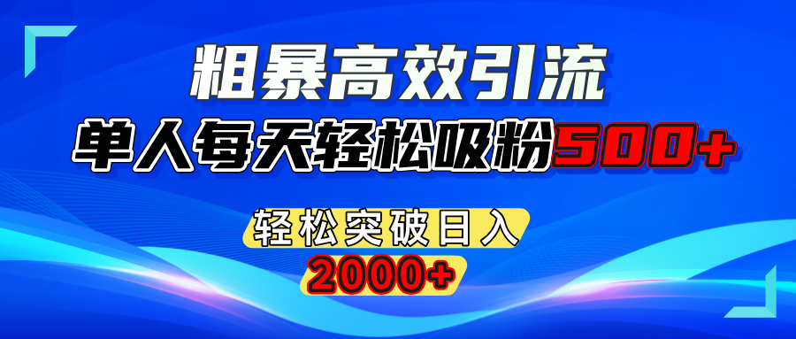粗暴高效引流,单人每天轻松吸粉500+,轻松突破日入2000+-天行资源库