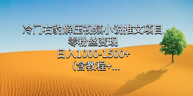 冷门右豹解压视频小说推文项目，零粉丝变现，日入1000-1500+。-天行资源库