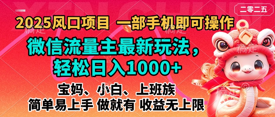 2025蓝海风口项目，微信流量主最新玩法，轻松日入1000+，简单易上手，做就有 收益无上限-天行资源库