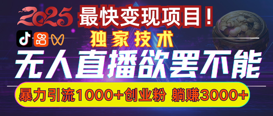 欲罢不能的无人直播引流，超暴力日引流1000+高质量精准创业粉-天行资源库