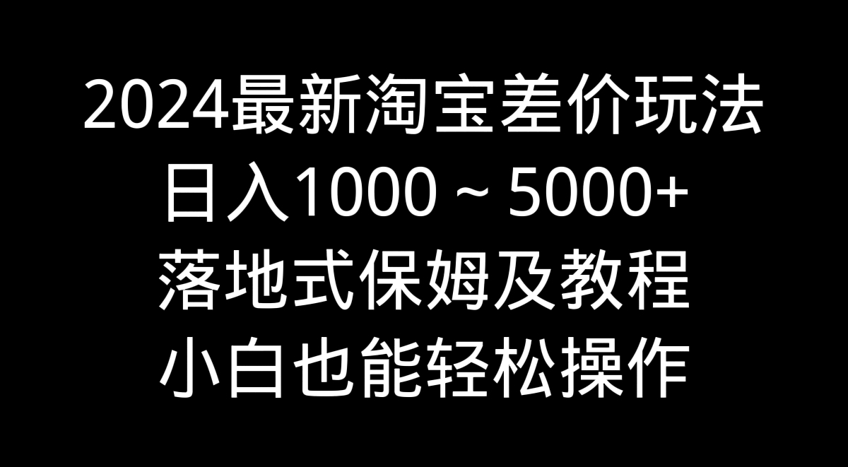 2024最新淘宝差价玩法，日入1000～5000+落地式保姆及教程 小白也能轻松操作-天行资源库