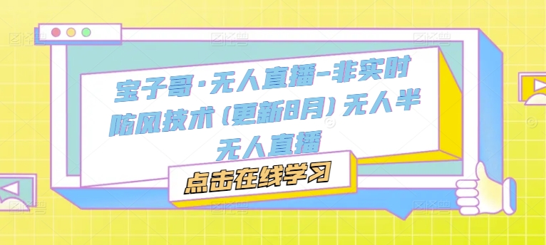 宝子哥·无人直播-非实时防风技术(更新25年5月)无人半无人直播-天行资源库