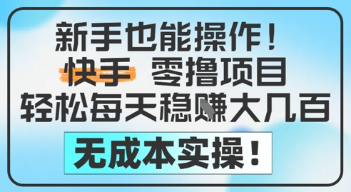 新手也能操作，快手零撸挣米，轻松每天挣2-5张，完全无成本-天行资源库