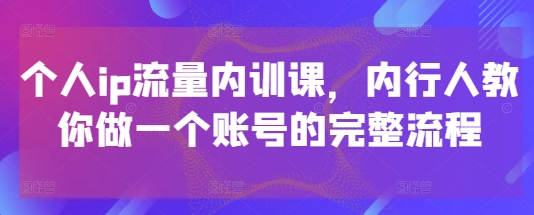 个人ip流量内训课，内行人教你做一个账号的完整流程-天行资源库