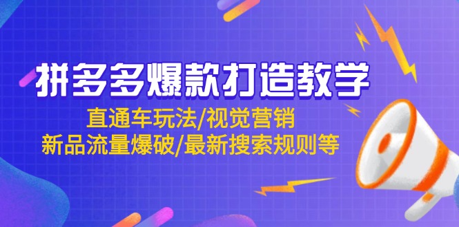 拼多多爆款打造教学：直通车玩法/视觉营销/新品流量爆破/最新搜索规则等-天行资源库