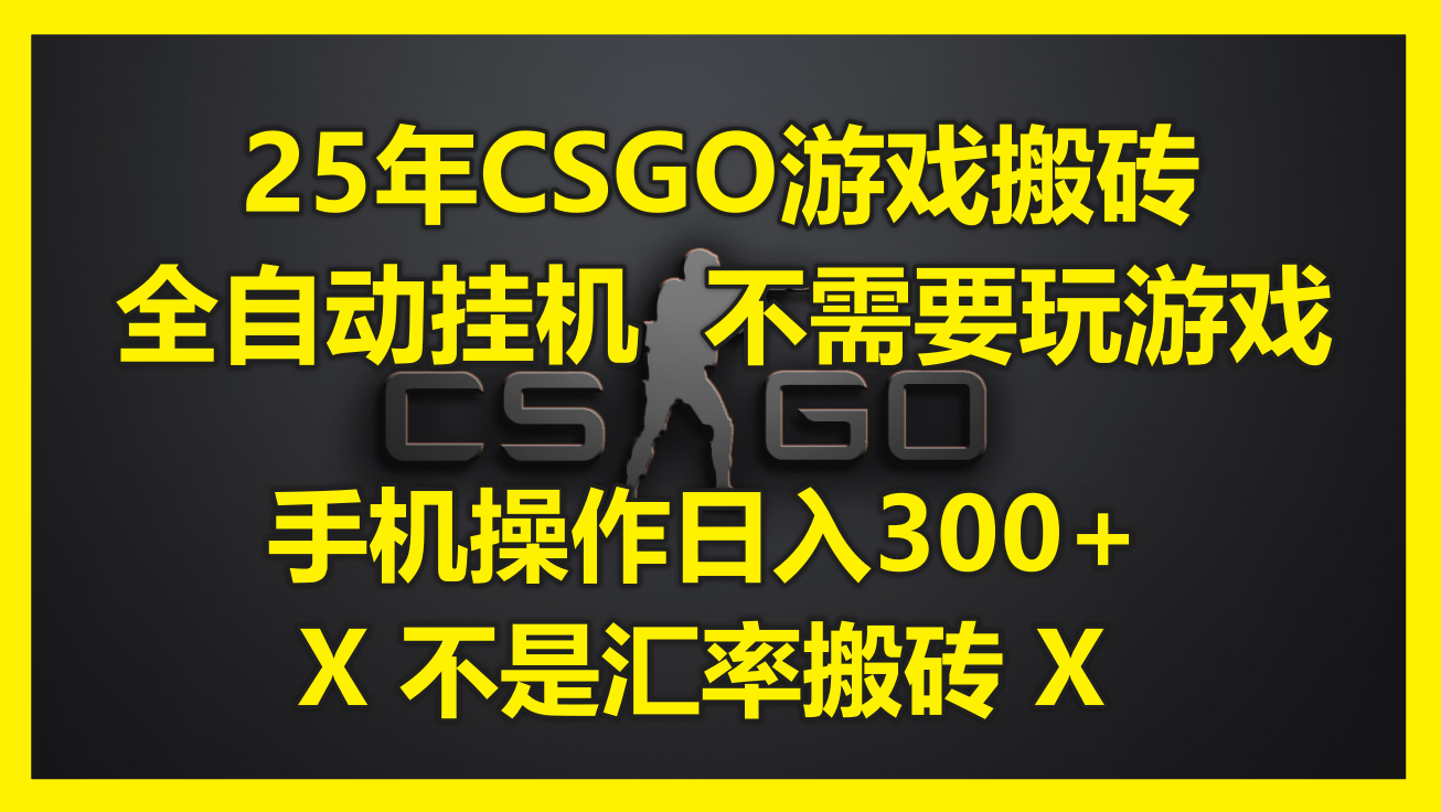 25年CSGO游戏搬砖，全自动挂机，不需要玩游戏，手机操作日入300+。(不…-天行资源库