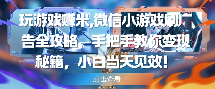玩游戏挣米，微信小游戏刷广告全攻略，手把手教你变现秘籍，小白当天见效-天行资源库