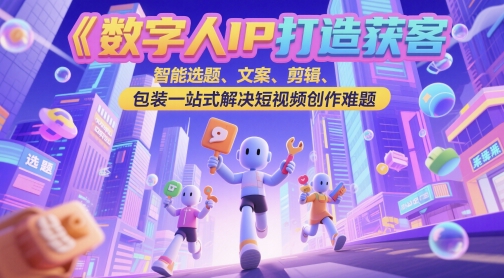 数字人IP打造获客变现实操课，智能选题、文案、剪辑、包装一站式解决短视频创作难题-天行资源库