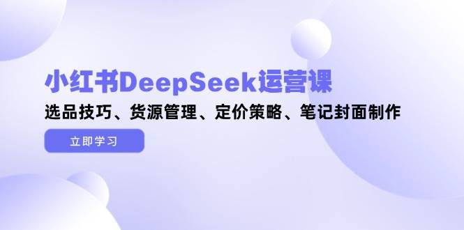 小红书DeepSeek运营课，选品技巧、货源管理、定价策略、笔记封面制作-天行资源库