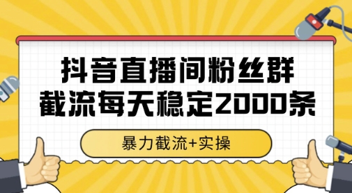 抖音直播间粉丝群暴力截流，一台电脑每天稳定2000条数据，暴力截流+实操 【揭秘】-天行资源库
