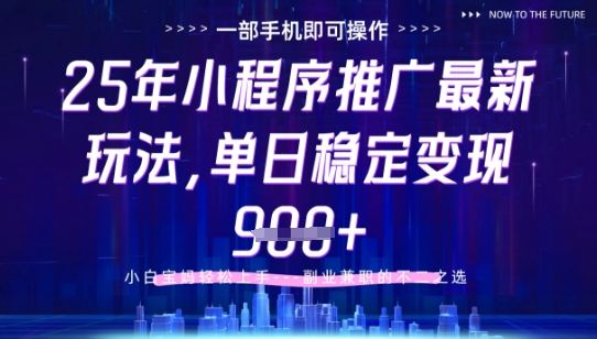 25年小程序挂G推广掘金最新玩法，一部手机即可操作，保底日入9张+【揭秘】-天行资源库