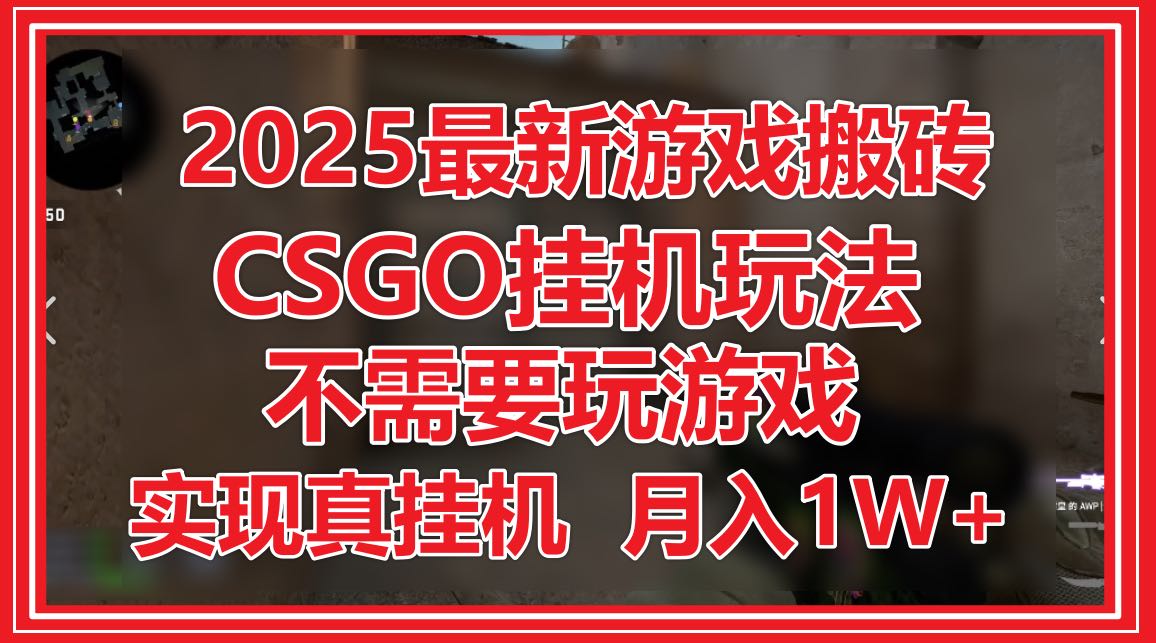 2025最新游戏搬砖，CSGO挂机，不需要玩游戏，实现真挂机，月入1W+-天行资源库