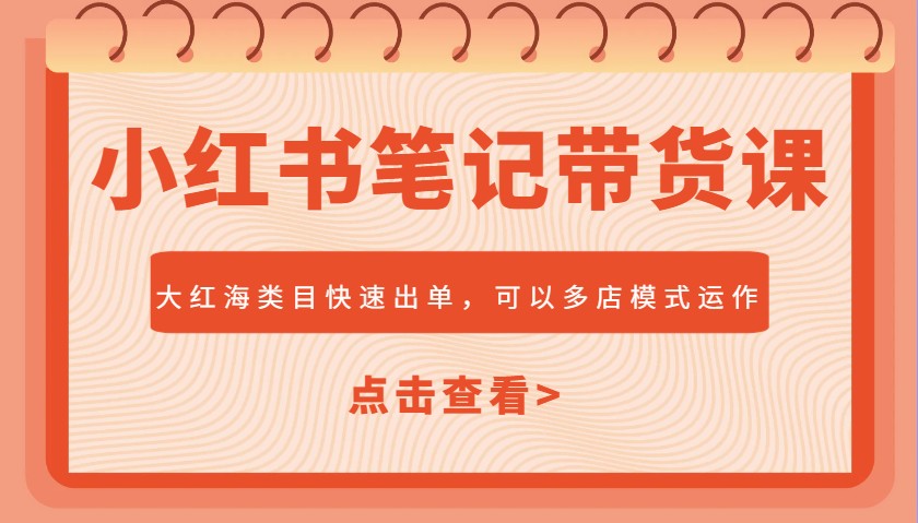小红书笔记带货课，大红海类目快速出单，市场大，可以多店模式运作(更新)-天行资源库