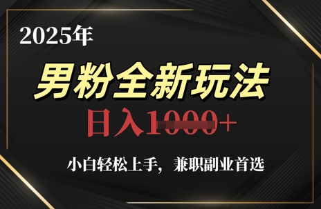 2025年男粉全新玩法，小白轻松上手，兼职副业首选，轻轻松松日入1k+-天行资源库