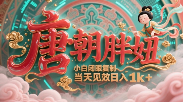用AI克隆“唐朝胖妞”日更3条，平台疯狂推流，小白闭眼复制，当天见效，日入1k+-天行资源库