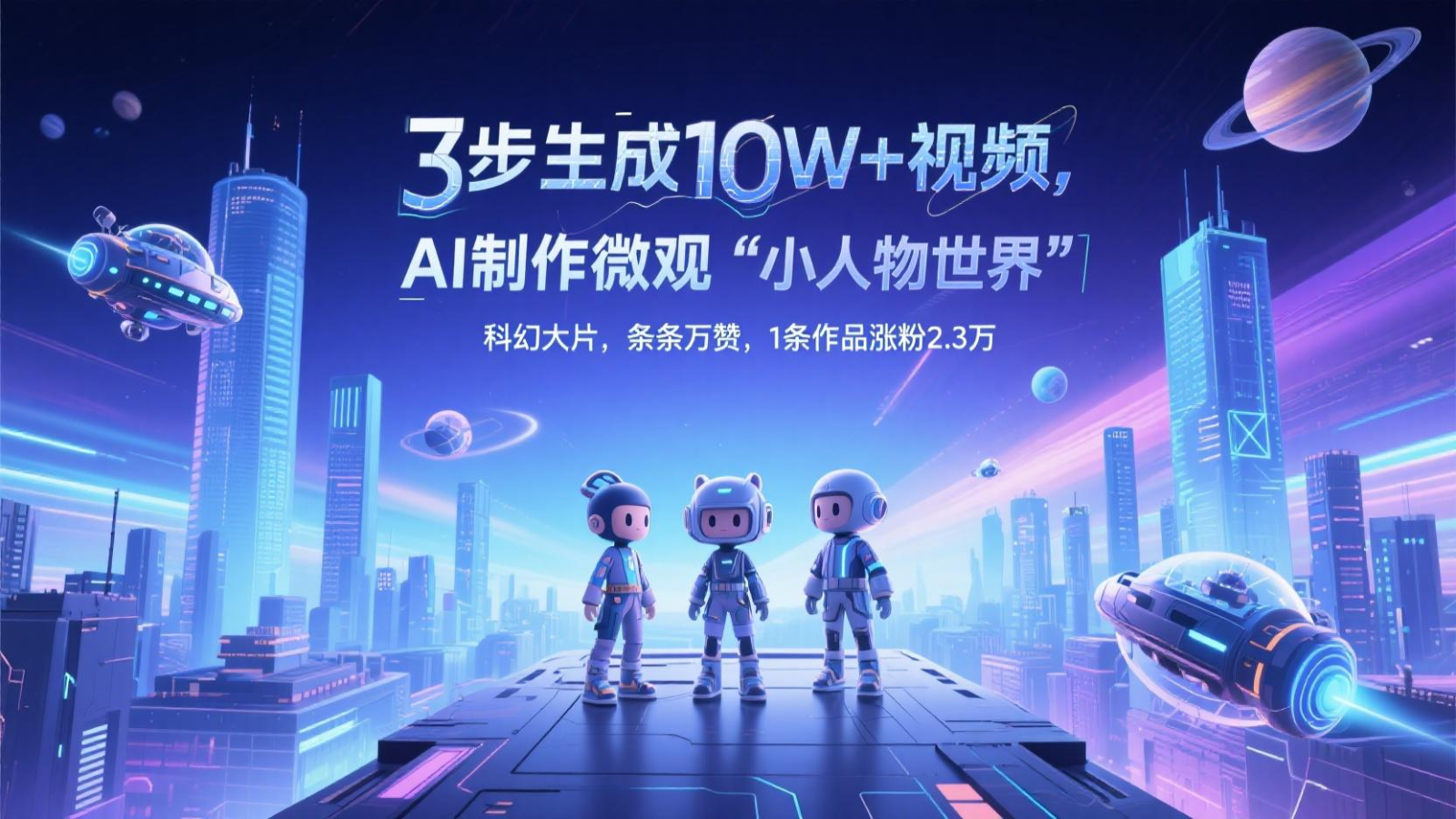 三步生成10W+视频，AI制作微观“小人物世界”科幻大片，条条万赞，1条作品涨粉2.3万-天行资源库