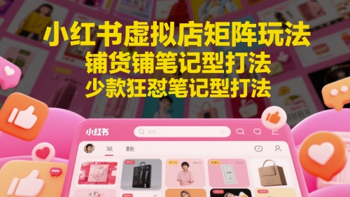 小红书虚拟店矩阵玩法，铺货铺笔记型打法，少款狂怼笔记型打法-天行资源库