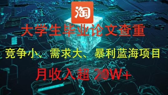 大学生毕业论文查重，暴利蓝海项目，月收入过1W+-天行资源库