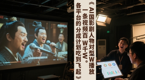 AI三国影视剧人物对口型唱歌玩法，一条视频百W千W播放，各平台的分成计划吃到飞起-天行资源库